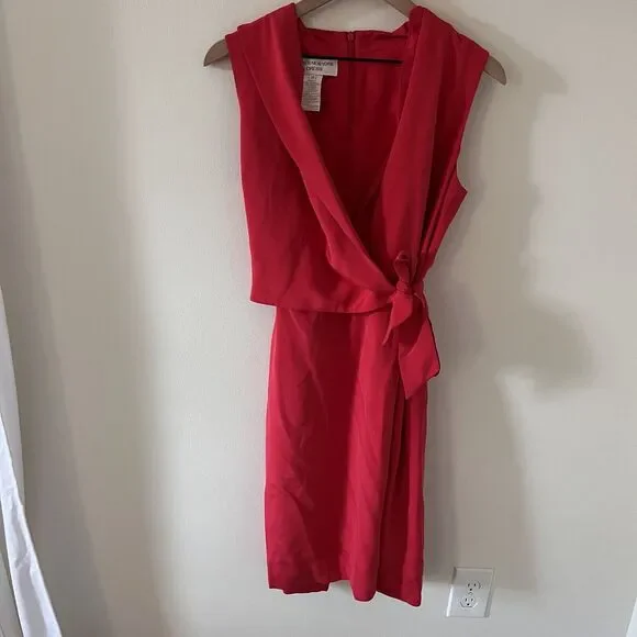 VINTAGE Jones New York Fusia Pink Kimono Wrap Night Out Dress 10 Gorgeous - Picture 2 of 5